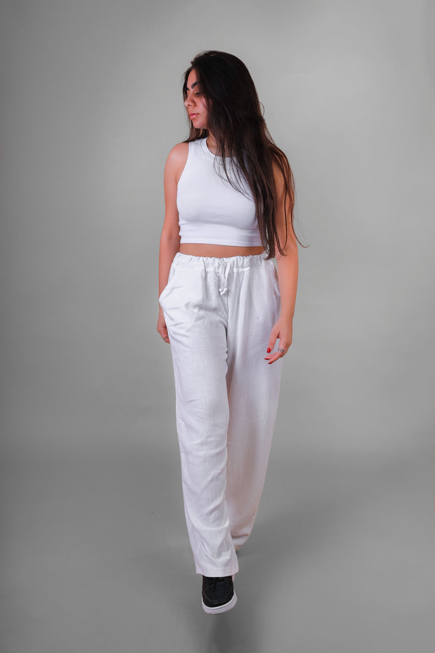White linen pants