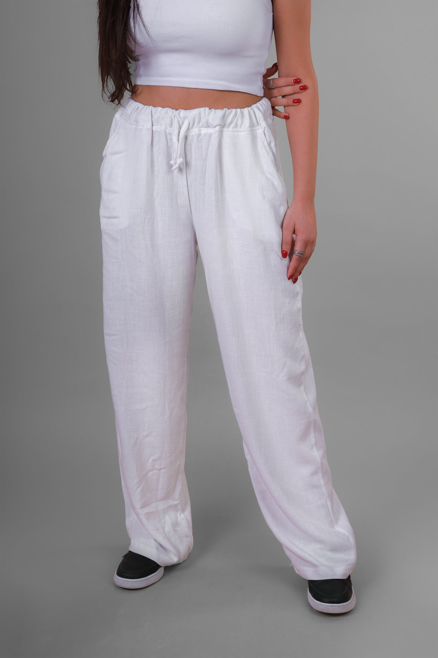White linen pants