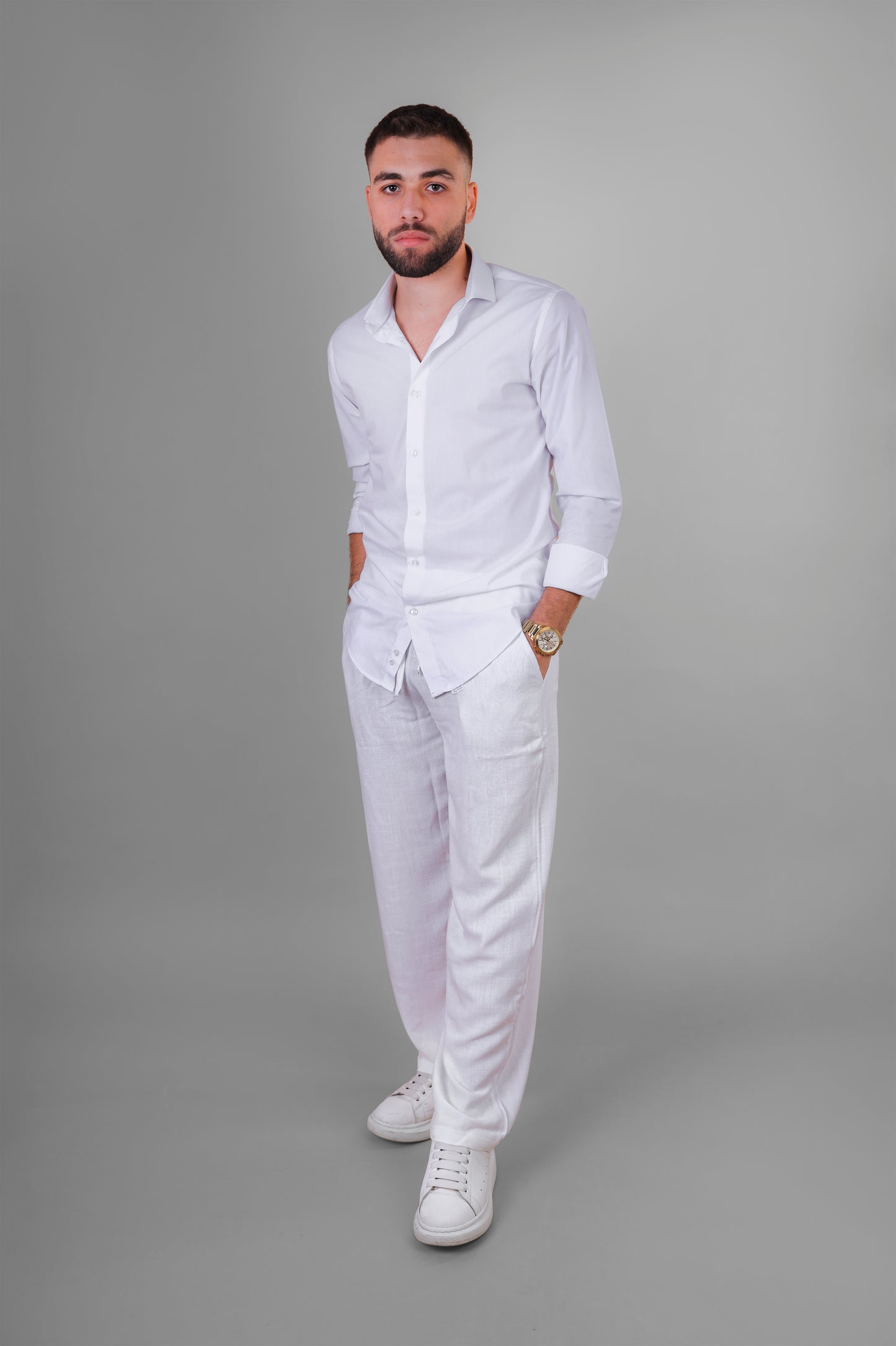 White linen pants