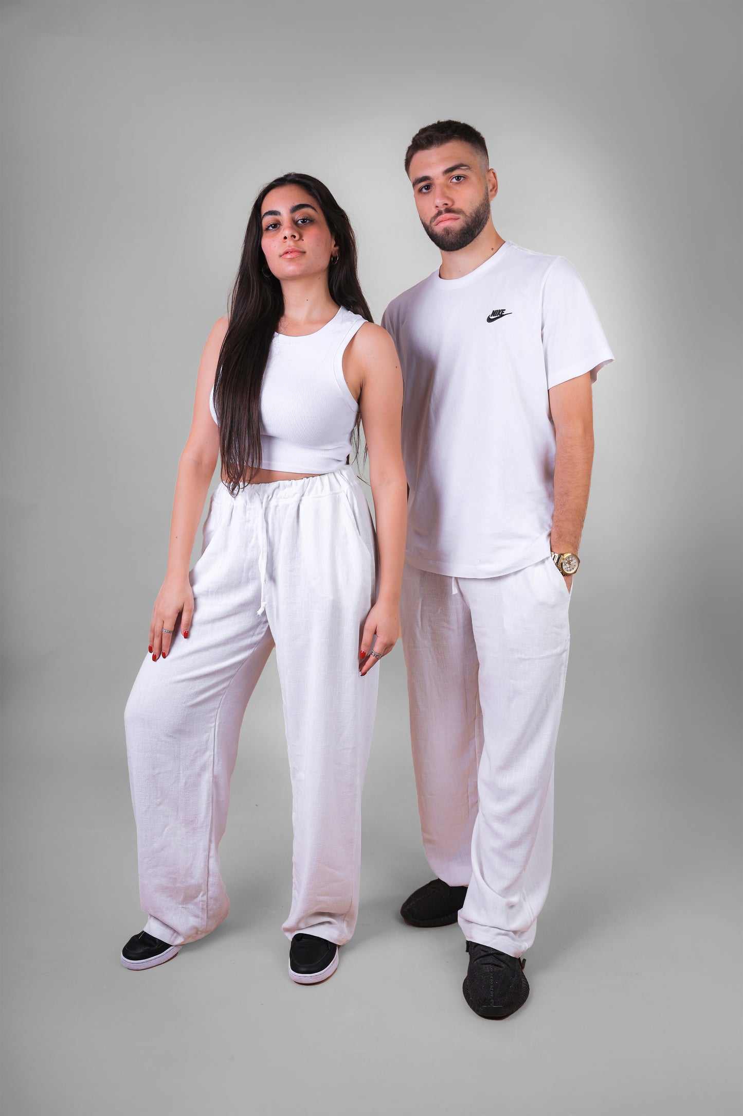 White linen pants