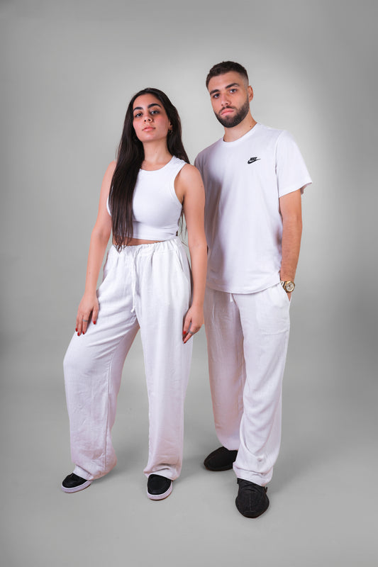 White linen pants